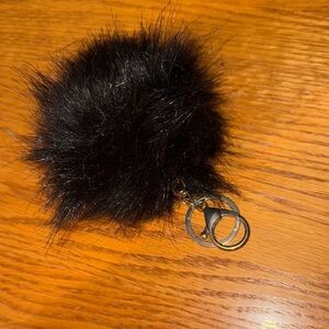 Black Fur Pom Pom Keychain